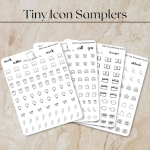 Tiny Icon Stickers for Planners and Bujos, Mini Sticker Sheets with Functional Icon Stickers, Label Planner Stickers