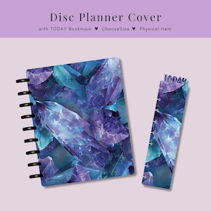 Amethyst Planner Cover with Today Bookmark for Disc Notebook Crystal Cover for Planning Gift or Gem Stone Lover | Classic Half Letter Micro