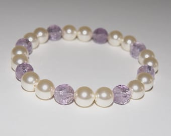 Bracelet glass beads crystal beads delicate lilac trend color 2024