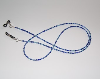 Glasses chain different shades of blue seed beads glasses strap