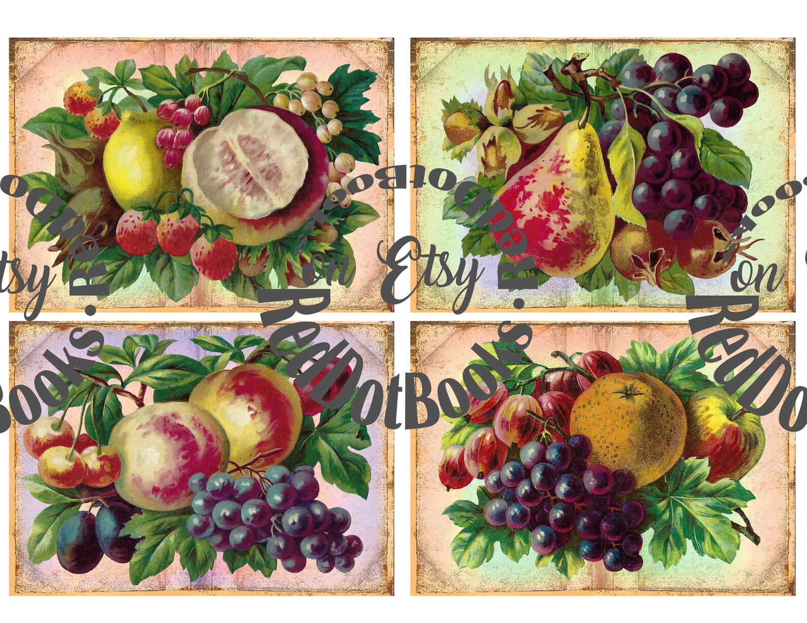 Rare Vintage Fruit Journal Cards Printable / Digital Etsy Hong Kong