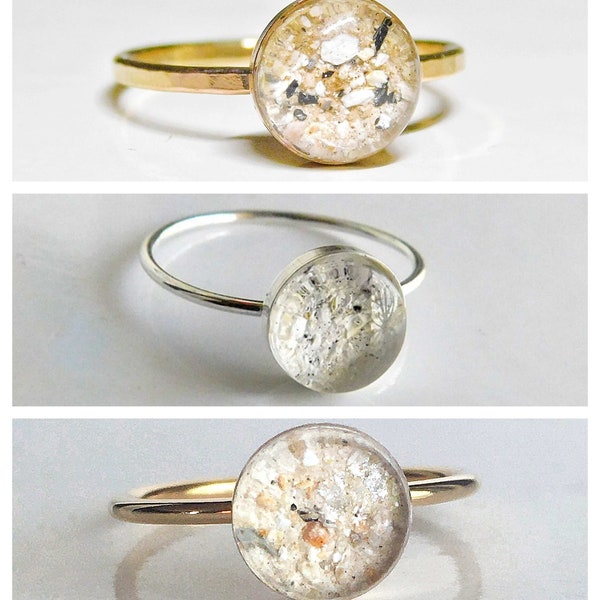 Simply Sterling Round Oval Silver / Gold Filled / Rose Gold Filled Ash Urn Ring - Cremation Jewelry - Pet - Raw stone