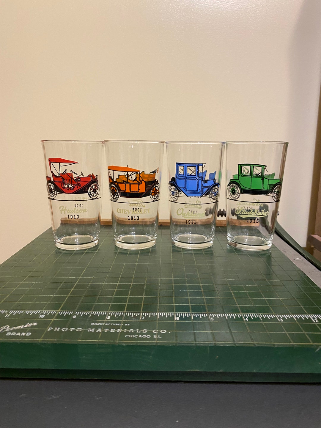 Hazel Atlas Antique Car Glasses Vintage Barware Car Etsy