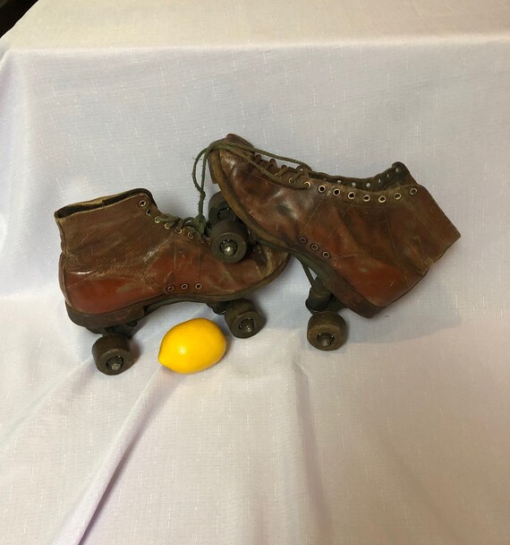 Vintage Men's Leather Roller Skates, Antique Skate