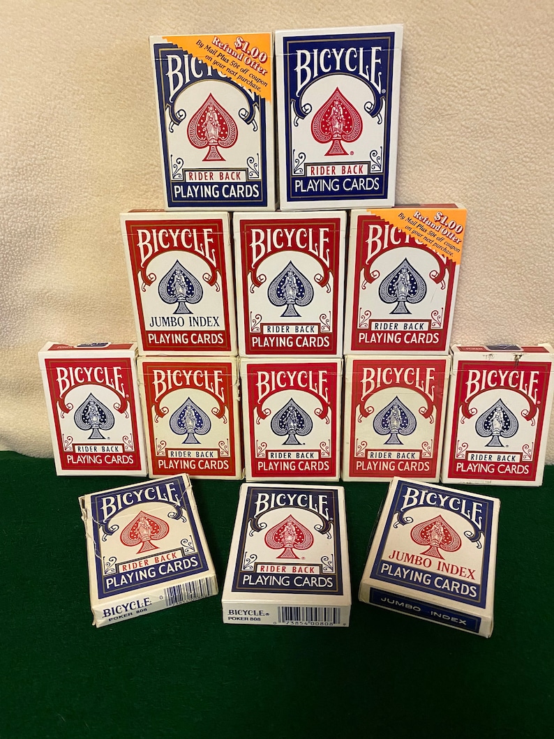Bicycle Playing Cards Playing Card Lot Card Games Red and Blue Man Cave Playing Card Ephemeral Vintage Playing Cards Rider Back
