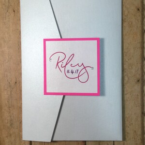 White and Pink Bat Mitzvah Invitation