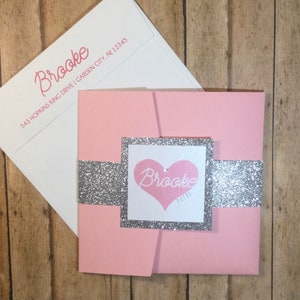 Pink with Silver Glitter Bat Mitzvah Invitation