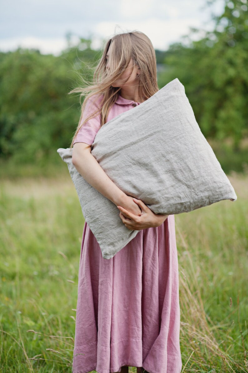 Softened linen pillow cover, 26x26 image 1