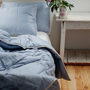 Wollen dekbed maat 135 x 200 cm, zomerwarmte, blauw
