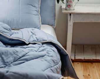 Wool duvet size 135x200 cm, Summer warmth, Blue | US Duty Paid