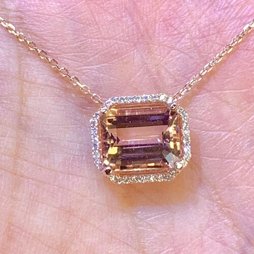 14K Rose Gold Morganite and Diamond 