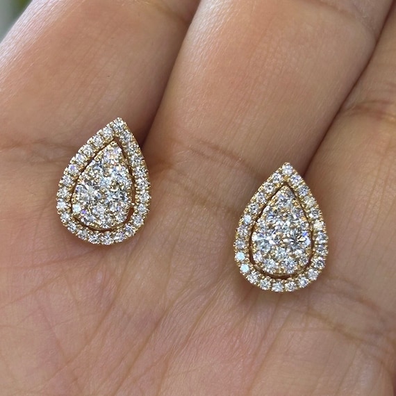 Halo diamond earrings studs best sale