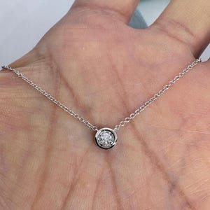 Dainty Diamond Solitaire Necklace, Diamond Necklace, Solitaire Diamond Pendant, Solitaire Necklace White Gold Diamond 14K