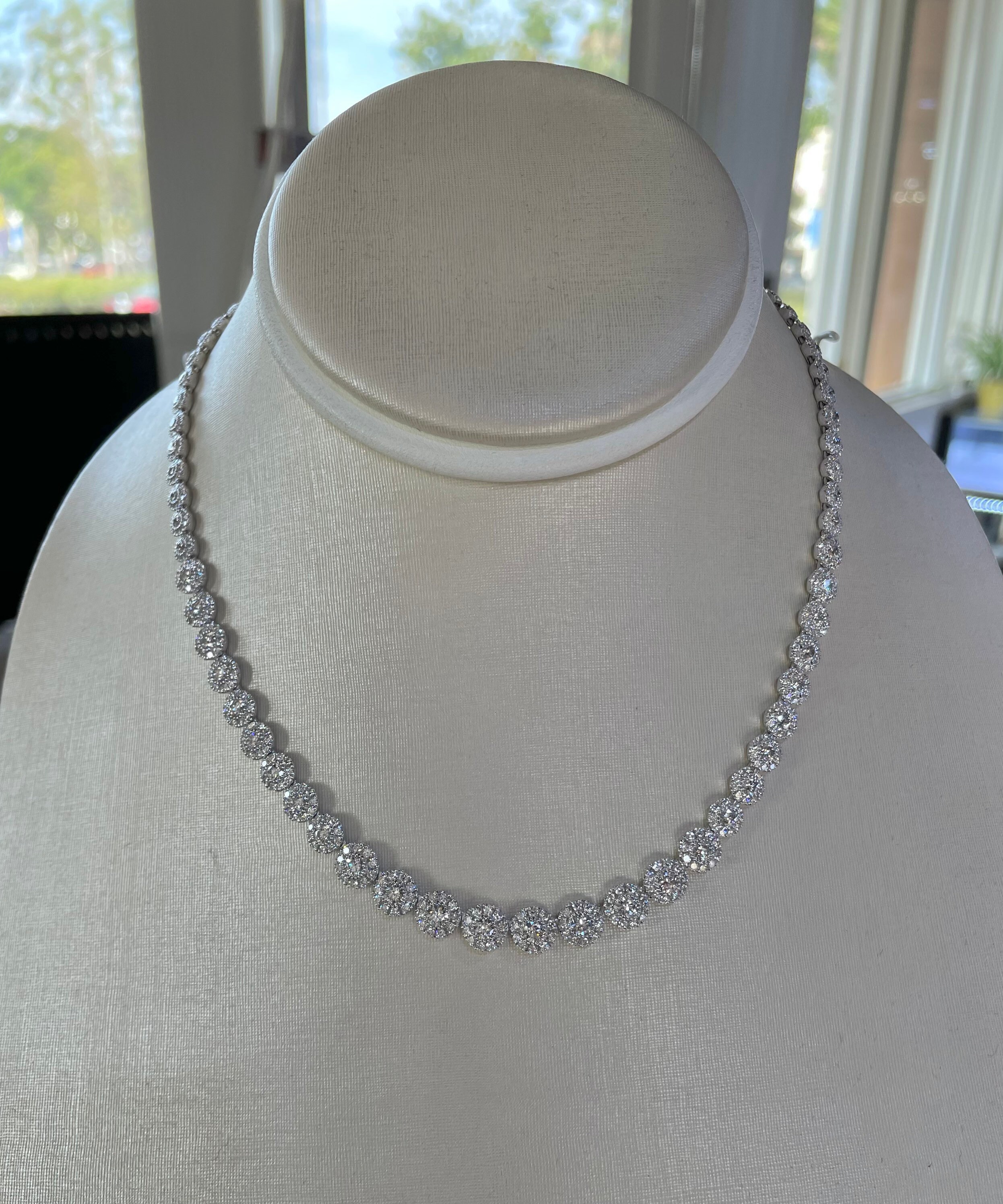 Diamond Tennis Necklace Diamond Halo 