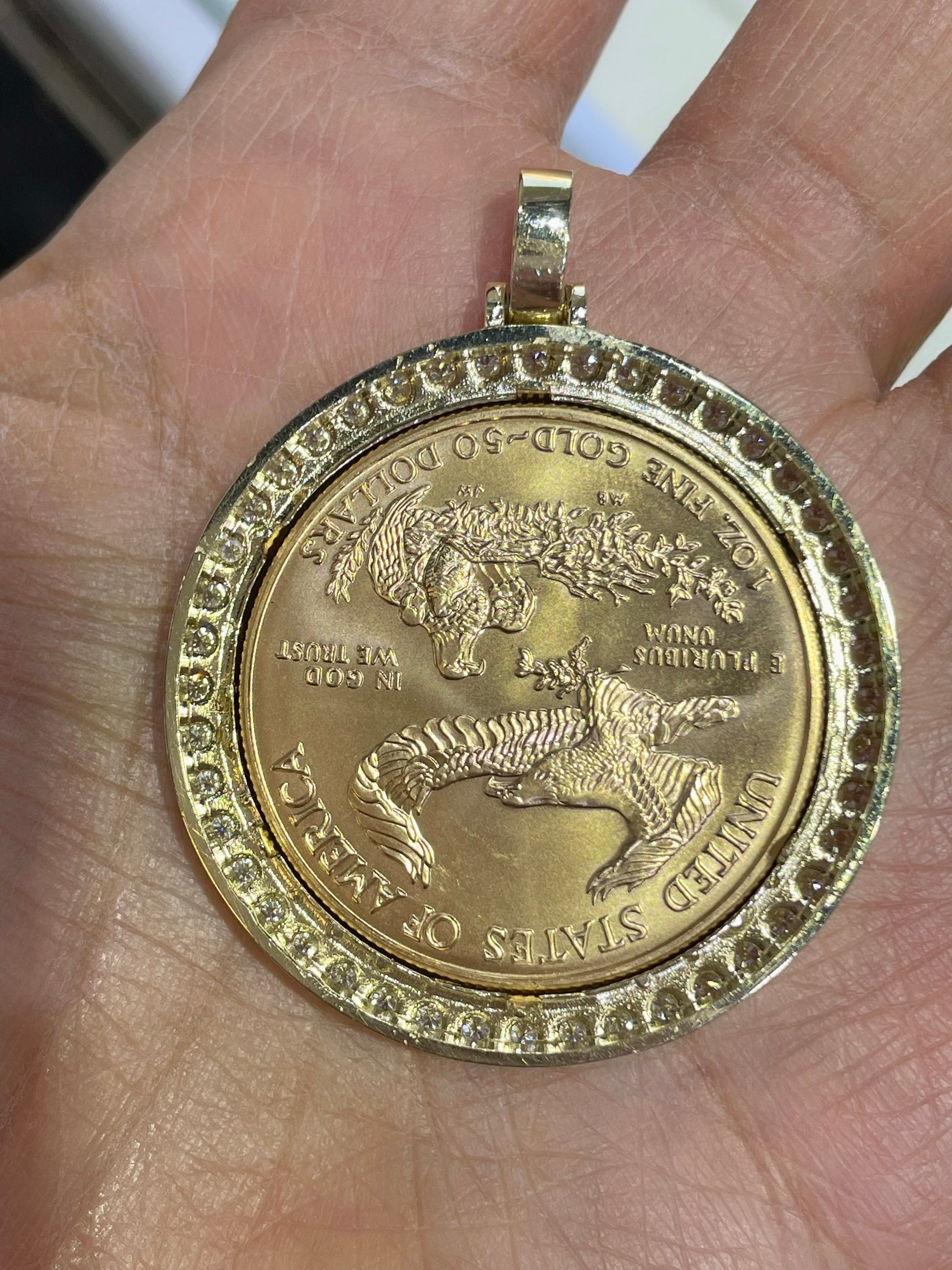 Gold Coin Pendant One Ounce Gold Coin Bezel Frame Medallion