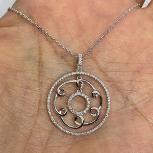 Diamond Circle Pendant, Diamond Circle Necklace, Circle Diamond Necklace, 18K White Gold Diamond Circle of Love Necklace