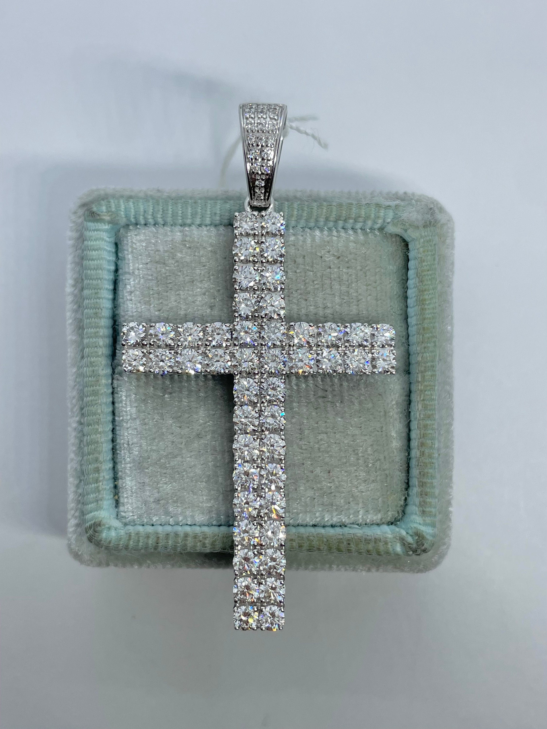 Diamond Cross Necklace, Square Diamond Cross 18K White Gold, Men ...