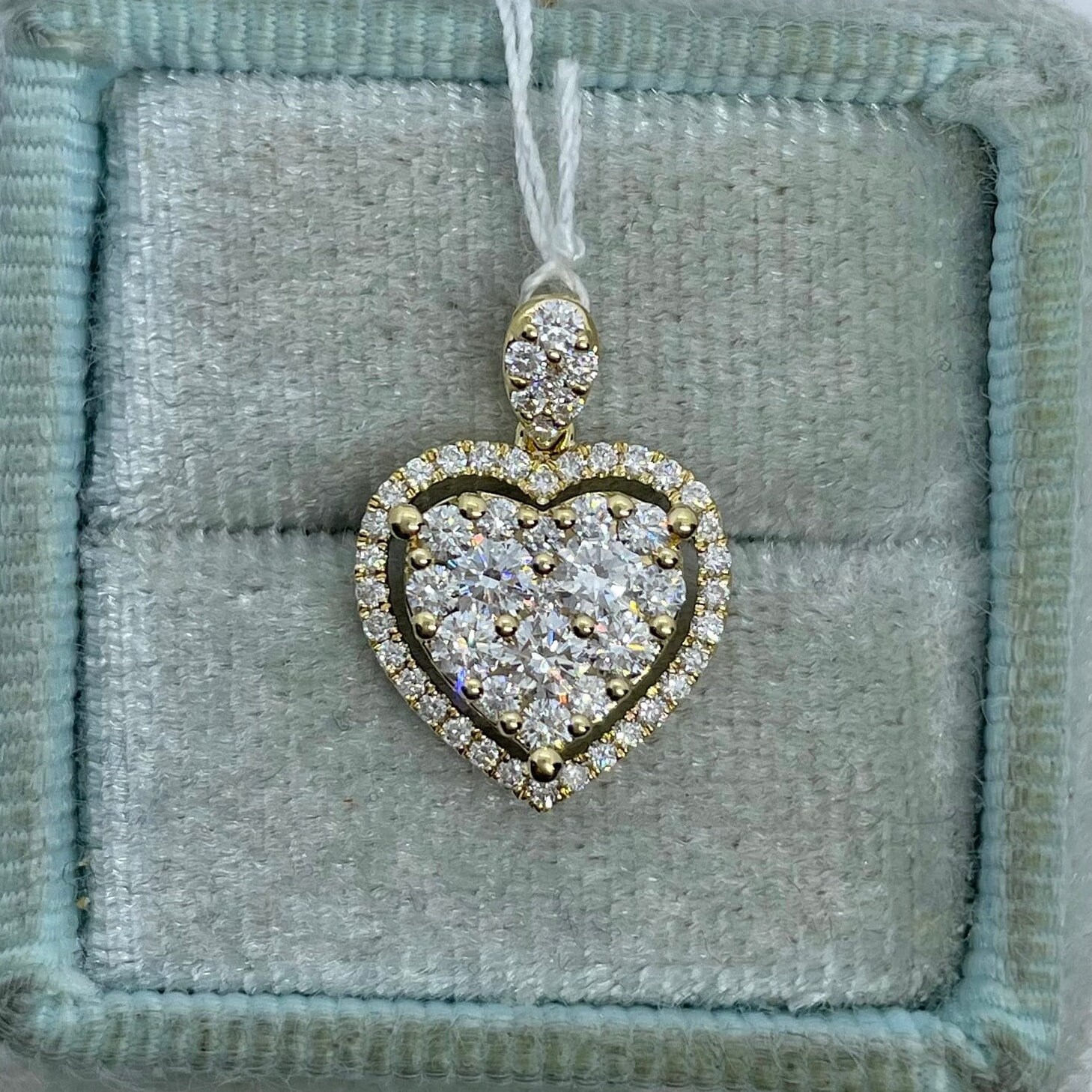 Diamond Heart Pendant, Diamond Heart Necklace, 18K Yellow