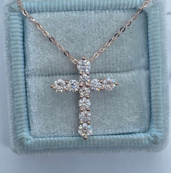 14k Two Tone Gold Diamond Cross Pendant 2.72 Ctw – Avianne Jewelers