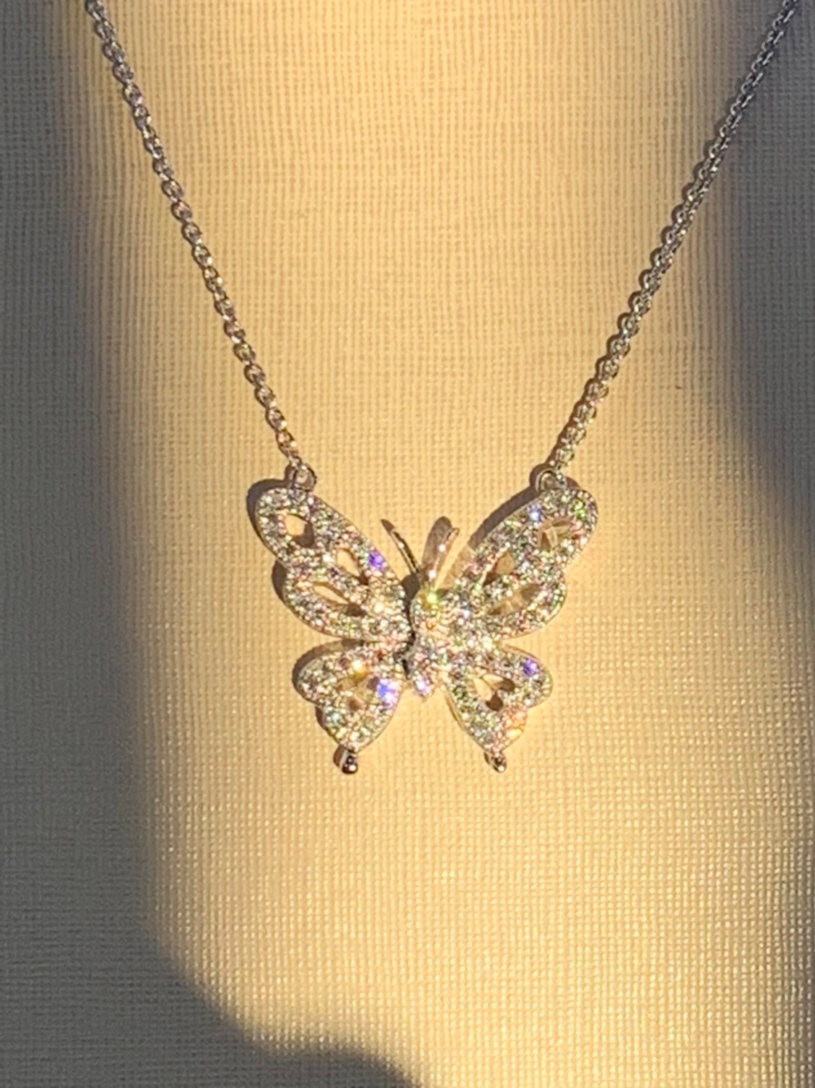 Butterfly Diamond Necklace. Diamond Encrusted Butterfly Etsy