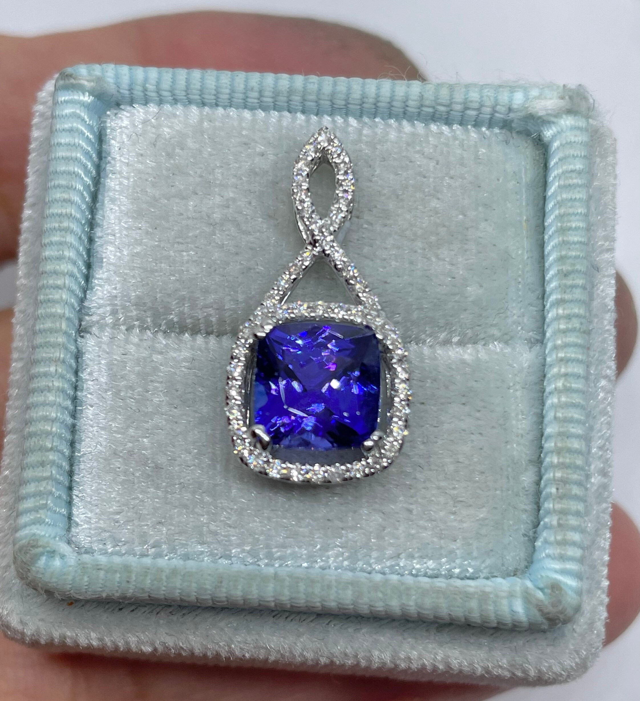 Tanzanite and Diamond Necklace 14K 