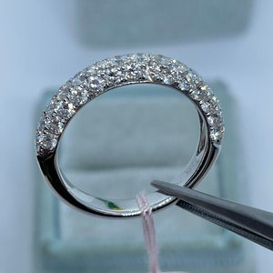 Diamond Band, Diamond Anniversary Band, 3D Diamond Band White Gold 14K Stackable Band