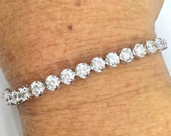 7.00 カラット 天然ダイヤモンド テニスブレスレット G SI 14K