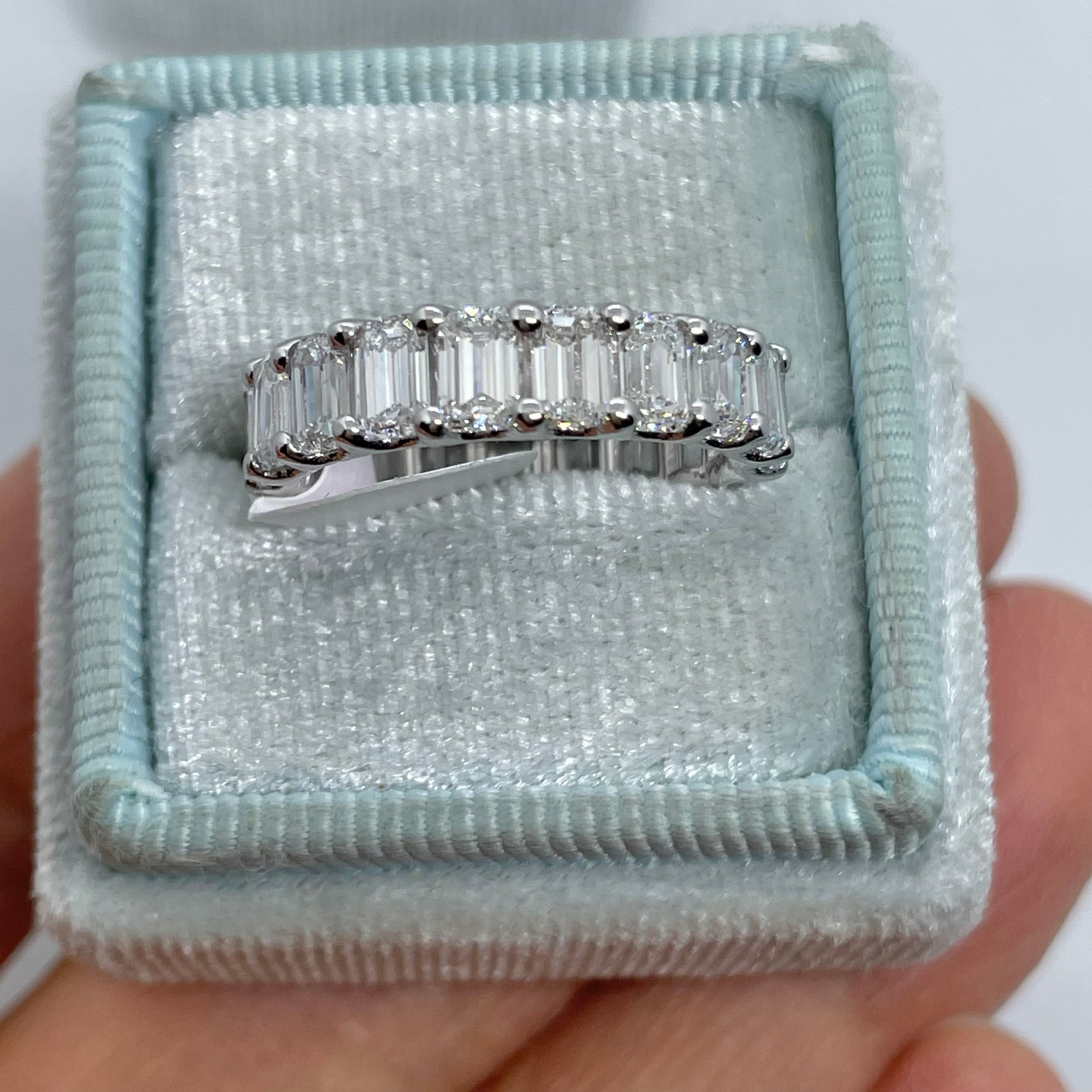 Lab Grown 5 Carat Emerald Cut Diamond Eternity Band, 14K White Gold - Etsy