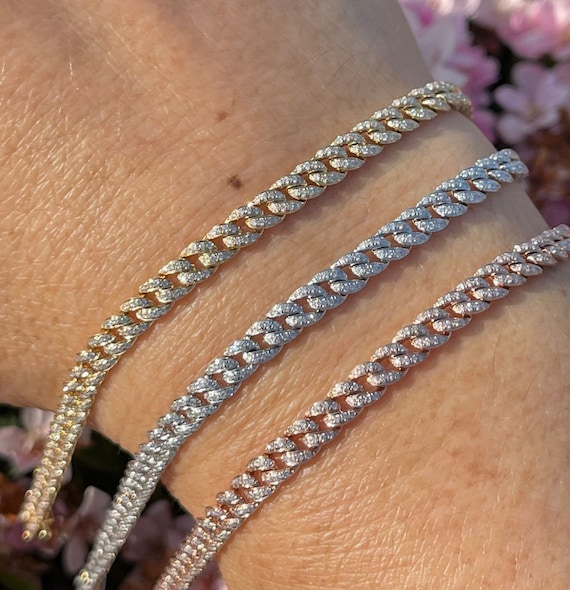 Diamond Link Bracelet Diamond Cuban Link Bracelet Woman Cuban
