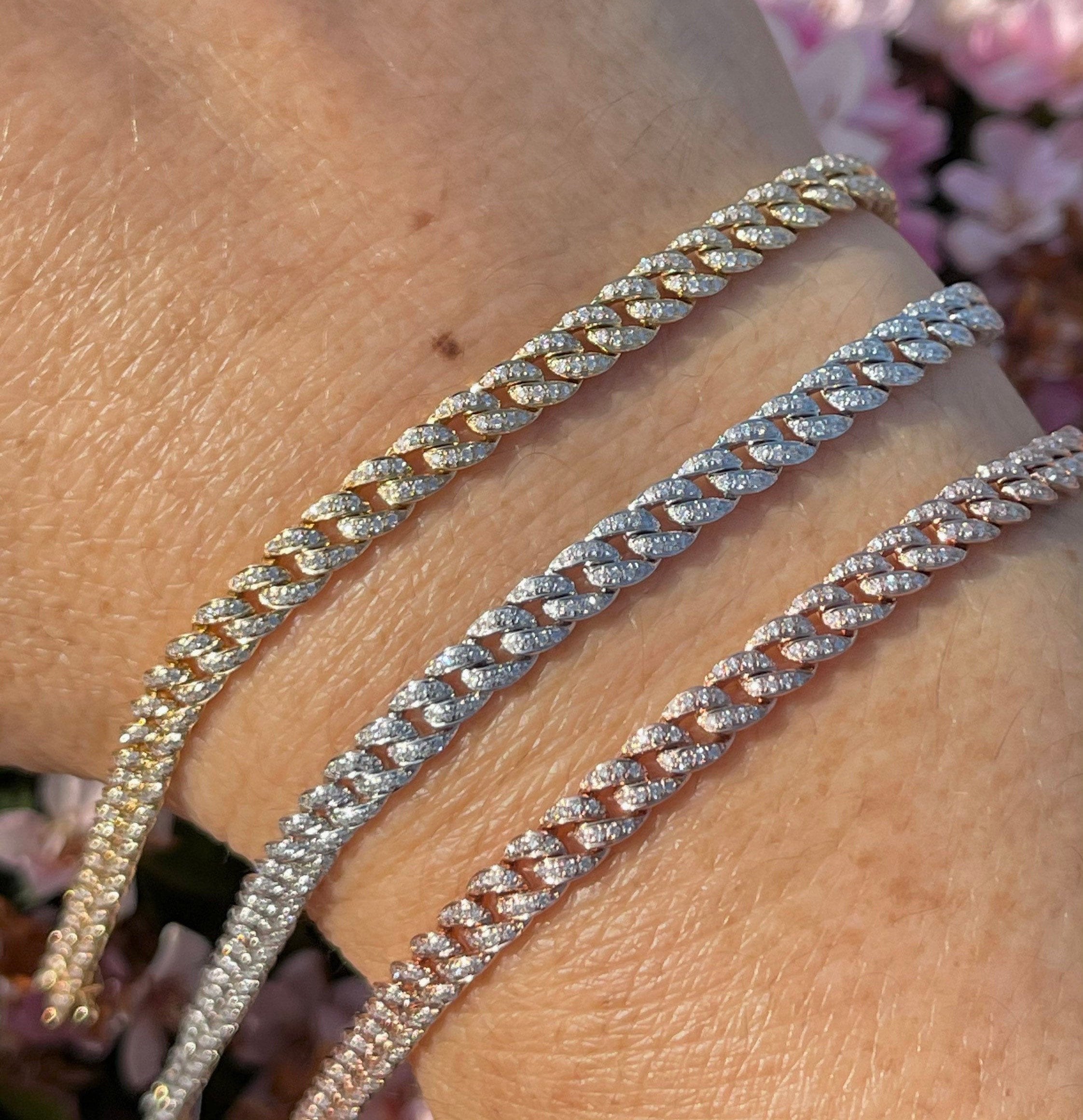 Silver and Rose Gold Diamond Link Bracelet – Meery Rings