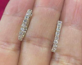 Genuine Diamond Hoop Earrings, 14K Diamond Hoops, 14K Rose Gold Diamond Hoops Gold, Genuine Diamond Earrings 0.65 Carats