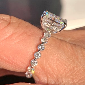 Radiant Cut Engagement Ring, Lab Grown Diamond Radiant Engagement Ring, Radiant Floating Diamond Band 14K White Gold