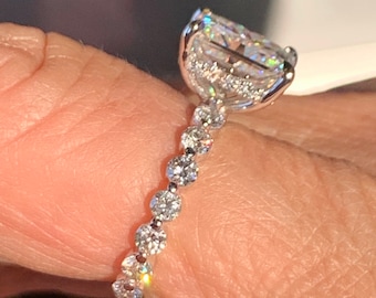 Radiant Cut Lab Grown Diamond Engagement Ring, 14K White Gold Floating Band