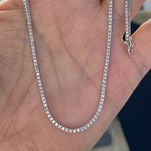 Dainty Tennis Necklace, Thin Tennis Necklace, Lab Diamond Tennis Choker, Dainty Diamond Necklace, Mini Diamond Necklace 14K White Gold