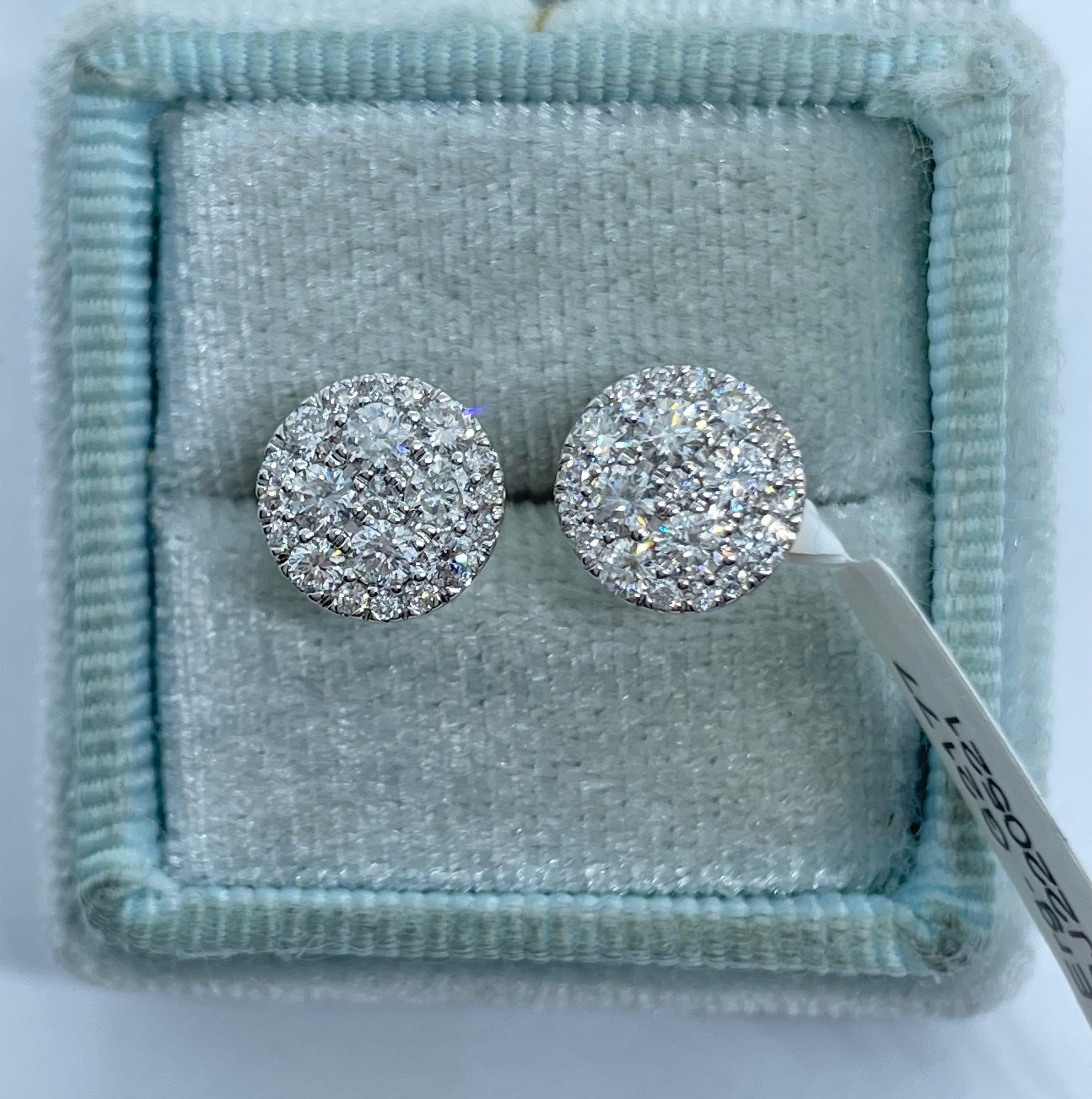 Diamond Stud Earrings, Round Diamond Earrings 14K Gold, 0.98 Carats Genuine Diamond Stud Earrings