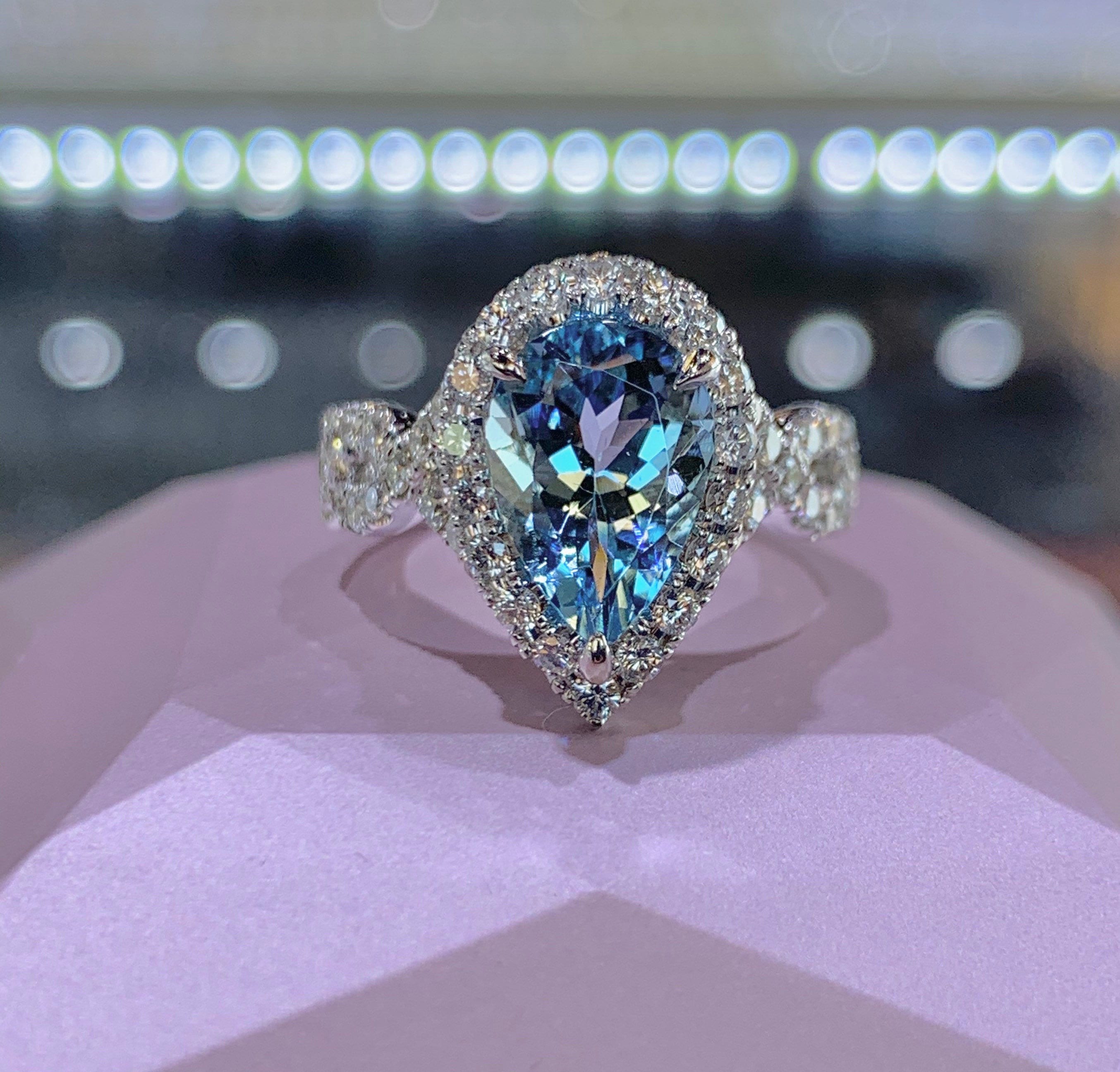 Aquamarine engagement shop ring pear