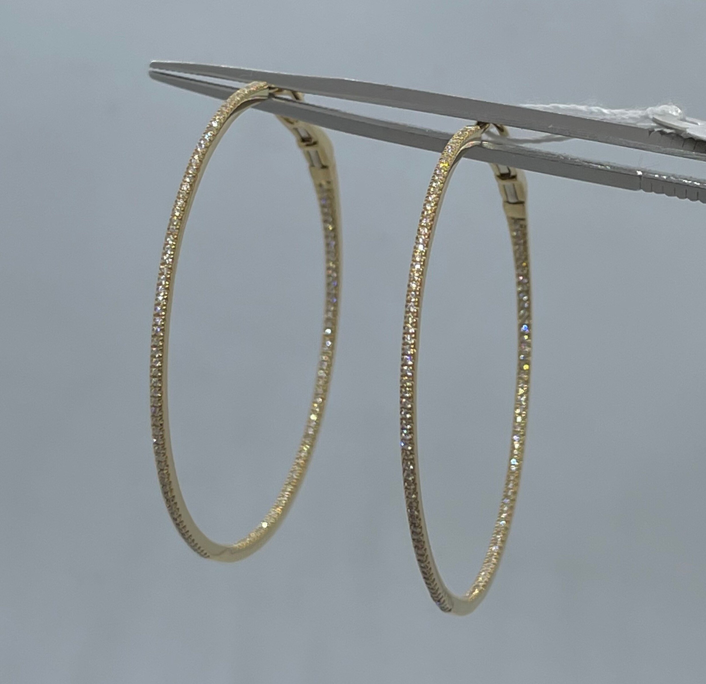 Skinny diamond hotsell hoop earrings