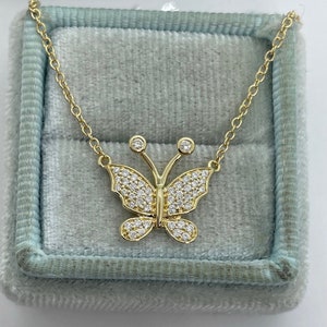 Diamond Butterfly Necklace, Butterfly Pendant, Butterfly Diamond Pendant 18K