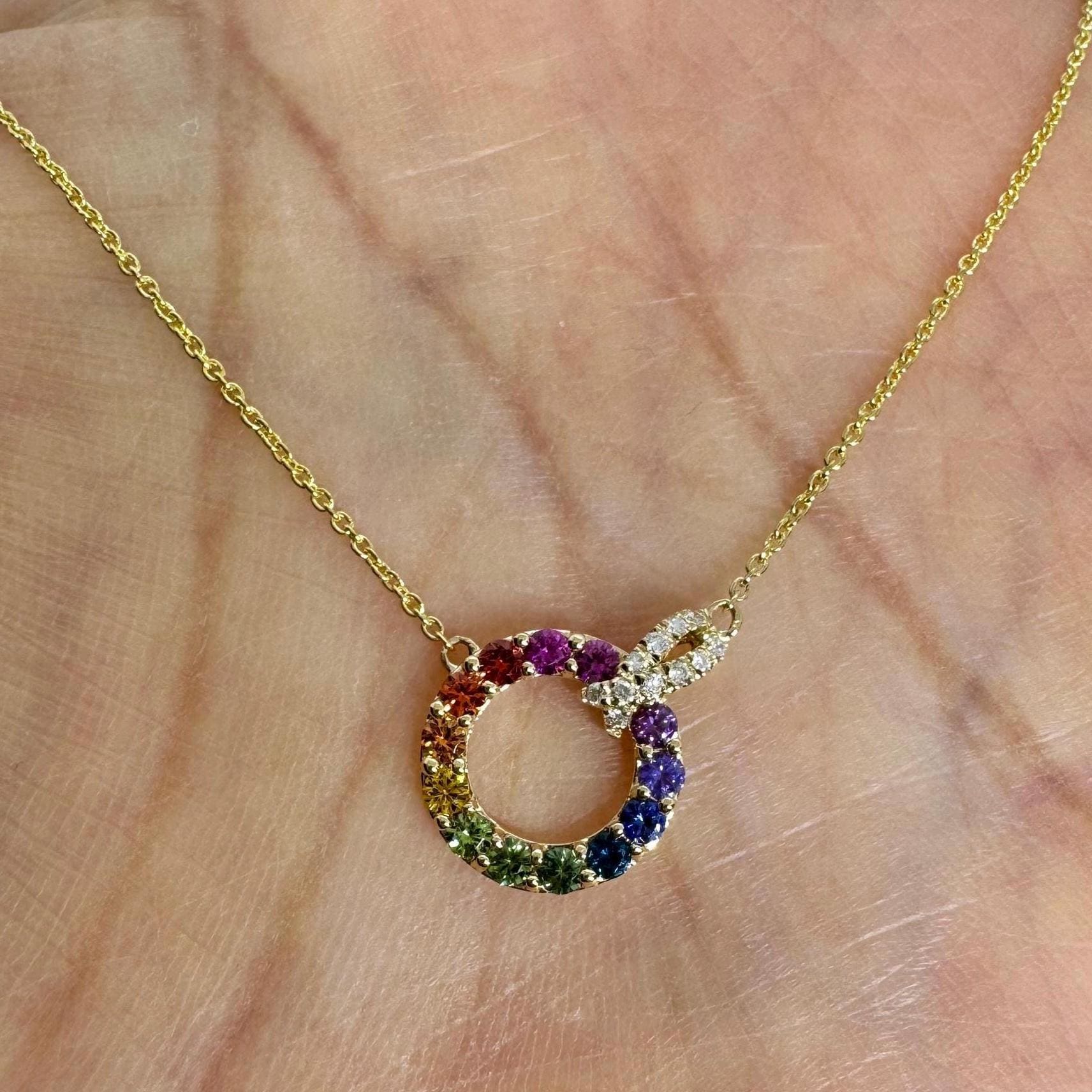 レインボーサークルネックレス、レインボーサファイアサークル