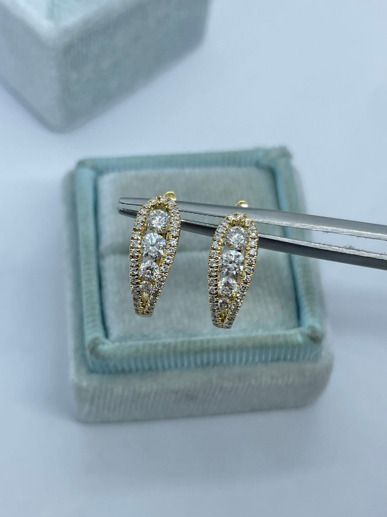 Diamond Hoop Earrings White Gold, Small Diamond Hoop Earrings, Hoop ...