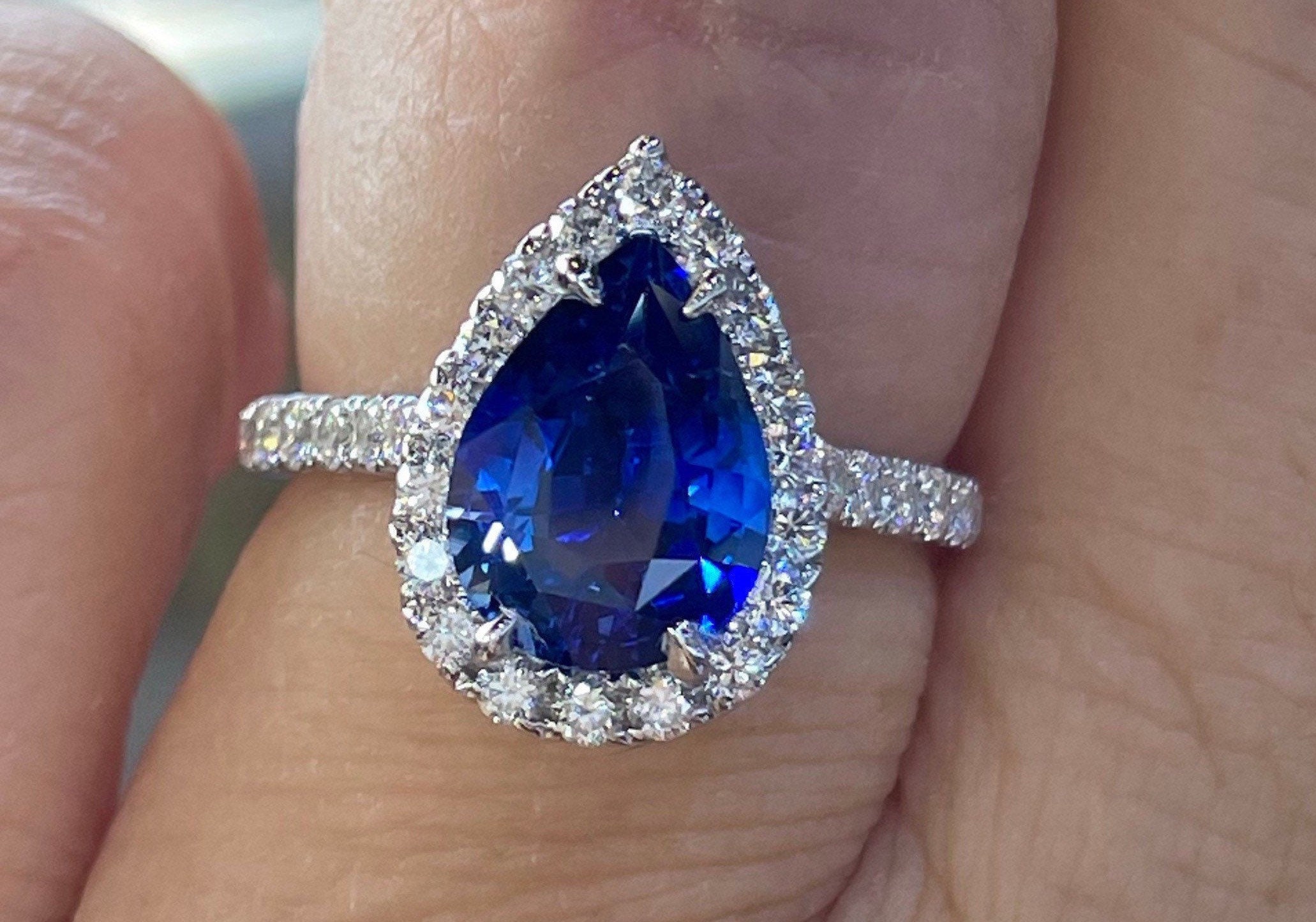 Natural Sapphire Ring Pear Cut Sapphire Ring Pear Shaped