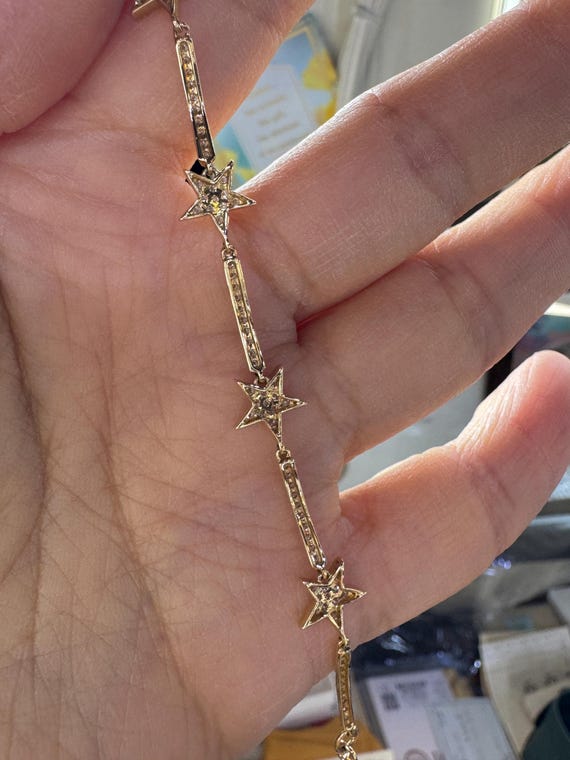 14K Yellow Gold Diamond Star Bracelet, 1.01 Carats - Etsy