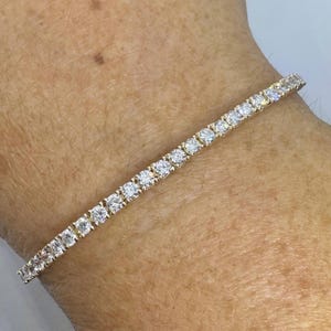 Diamond Tennis Bracelet, Lab Grown Diamond Bracelet 3.69 Carats White Gold, Diamond Bracelet Brilliant Cut 14K Yellow Gold