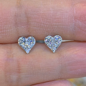 White gold diamond heart cheap earrings