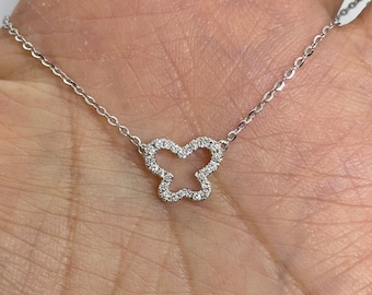 Dainty Diamond Butterfly Necklace, 18K White Gold, 0.19 Carat