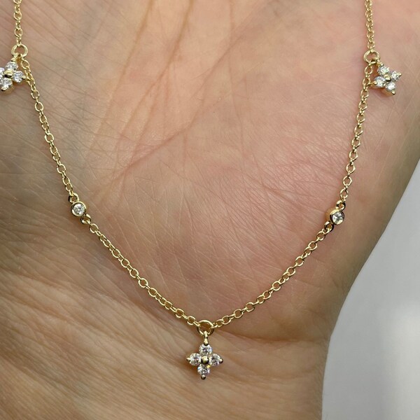 Diamond Station Necklace Etsy