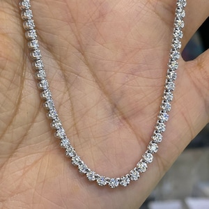 Tennis Necklace Diamond, Genuine Diamond Tennis Necklace, Natural Diamond Tennis Choker, Diamond Eternity Necklace 18K White Gold 4.50 CT