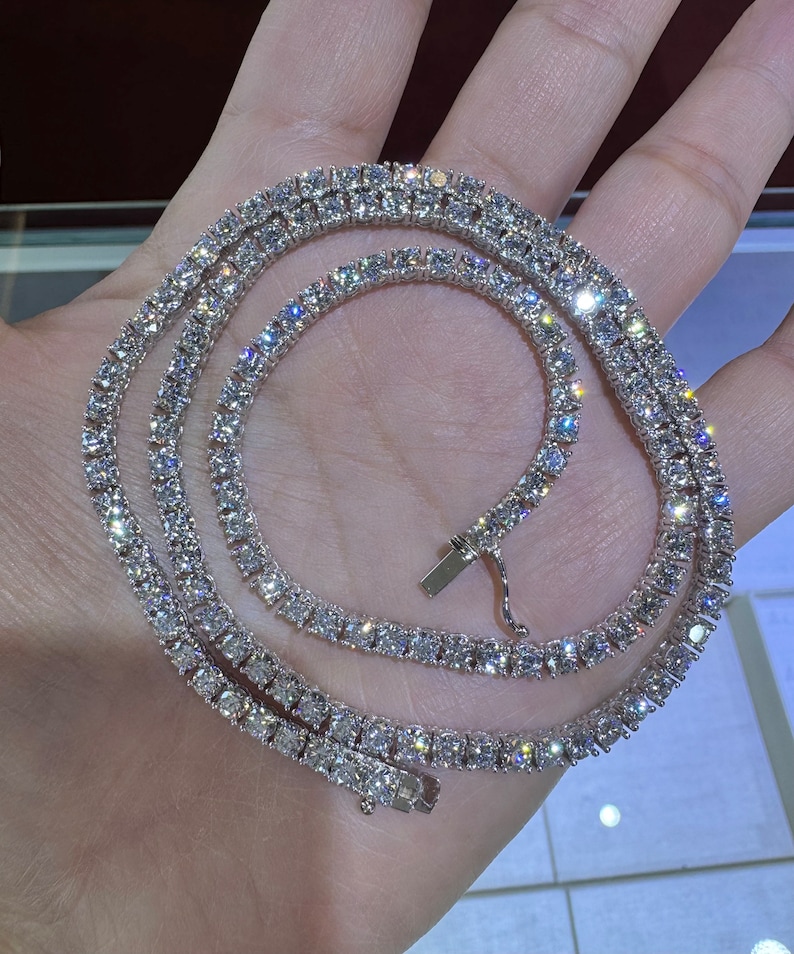 Lab Grown Tennis Necklace, Diamond Necklace, Diamond Chain Men, 22 ...