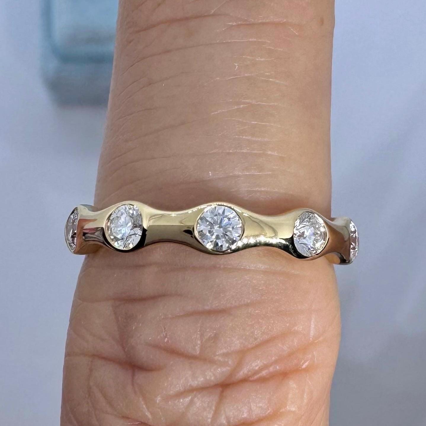 18K Gold Round Diamond Band, Diamond Wedding Band, 0.40 Carats Diamond Band Anniversary Band Matching Band Ring