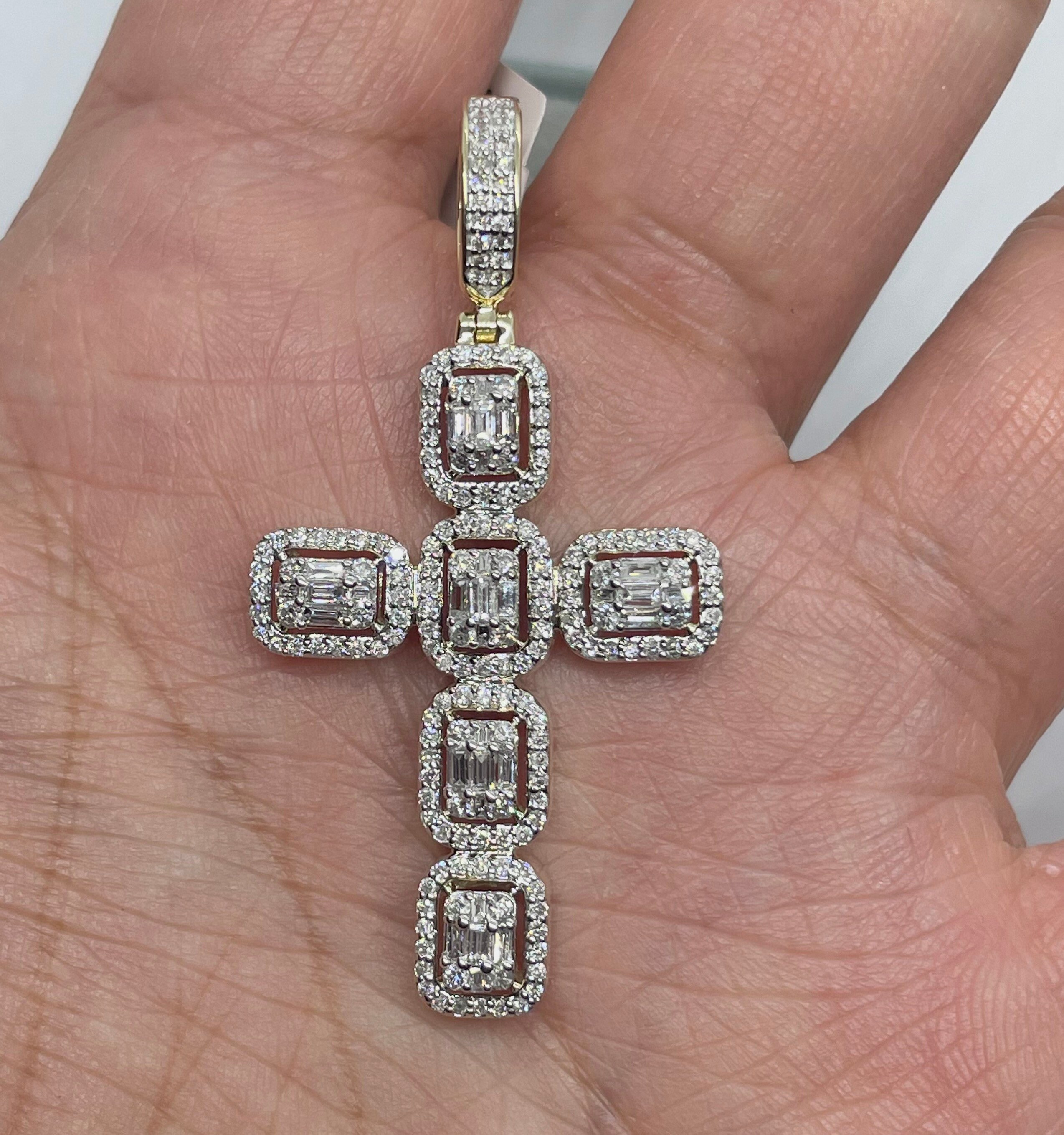 Mens Diamond Cross Pendant Mens Diamond Cross Necklace Man Cross